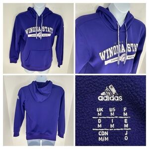 Adidas Winona State Hoodie Sweatshirt Size Medium Purple Fleece NCAA Warriors